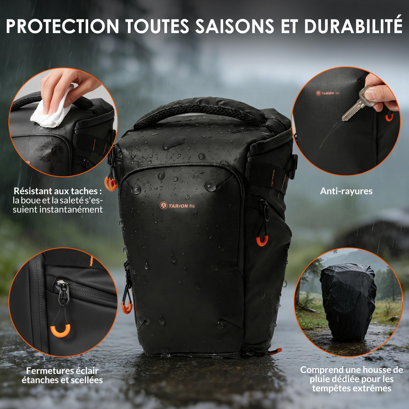 TARION Extensible Sacoche Appareil Photo - Imperméable Petit Sac DSLR avec Housse de Pluie & Sangle Détachable pour Photographes (TriadPack)