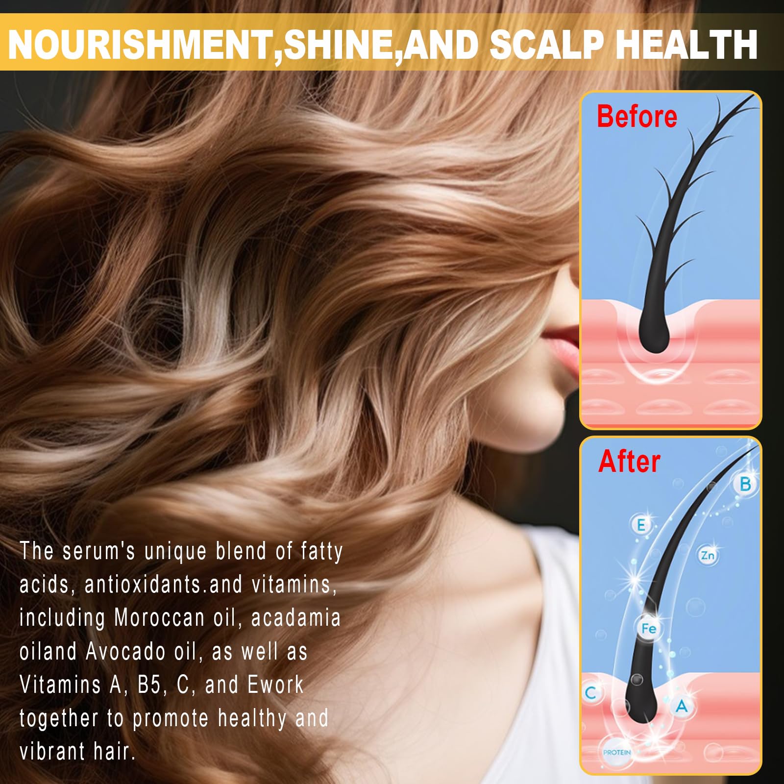 40 Pcs Hair Vitamin Serum Capsules Enriched With Moroccan, Macadamia, and Avocado Oil - Makes Hair Smooth and Shiny - Image 2