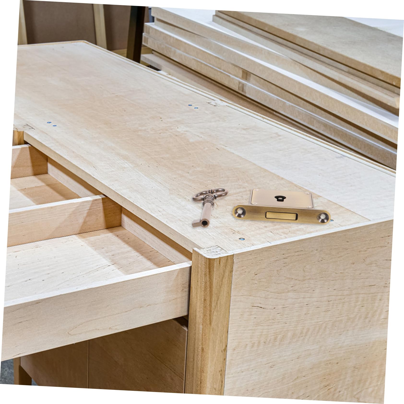 DOITOOL Serratura per Cassetto in Ottone Stile Antico con Chiave, Set per Armadietto, Protegge Documenti e Previene Furti, Chiusura Sicura e Resistente