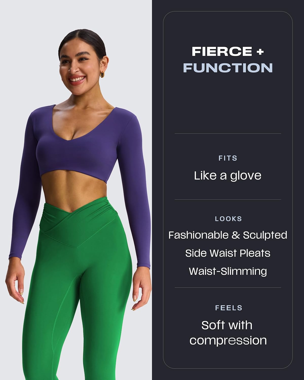 Aoxjox High Waisted Yoga Pants for Women Hidden Scrunch Cross-Waist Buttery Soft Crossover Workout Venus Leggings 26" - Image 2