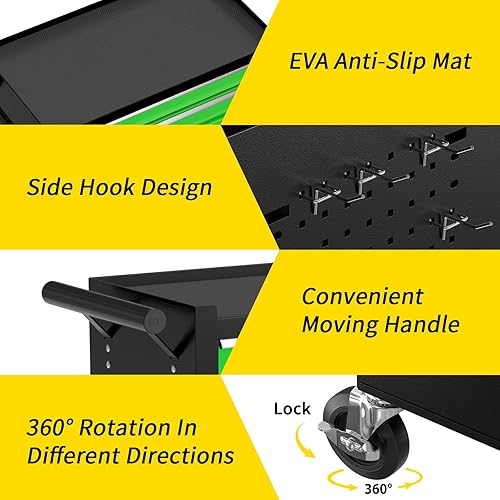 Miniatura 7 de On Shine Caja de herramientas con ruedas de 8 cajones, caja de herramientas rodante de gran capacidad con ruedas, caja de herramientas mecánica de