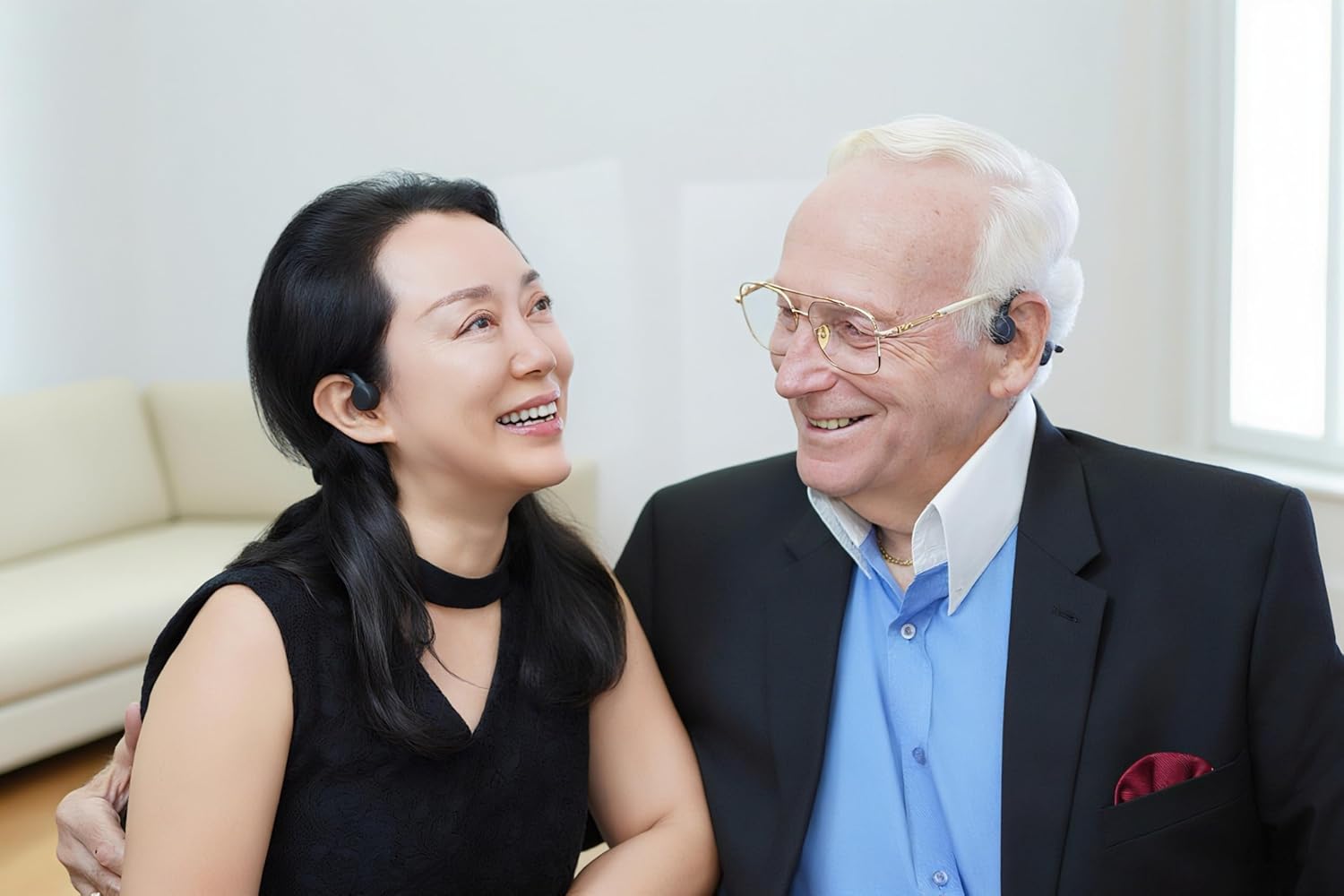 eEAR-BC-HPH-Pro Bone Conduction Sound Amplifier, IPX5 Waterproof, Bluetooth 5.3, Fast Charging, 8-Hour Battery Life, 30dB Gain, Black