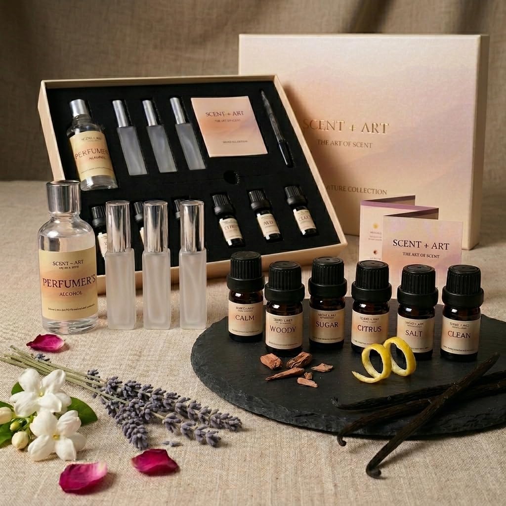 DIY Perfume Making Kit for Adults & Teens · 6 Premium Fragrance Oils, 4 Expert Recipes, Perfumer's Alcohol & 3 Glass Spray Bottles · Make Your Own Signature Scent · Unisex Craft Gift by SCENT + ART