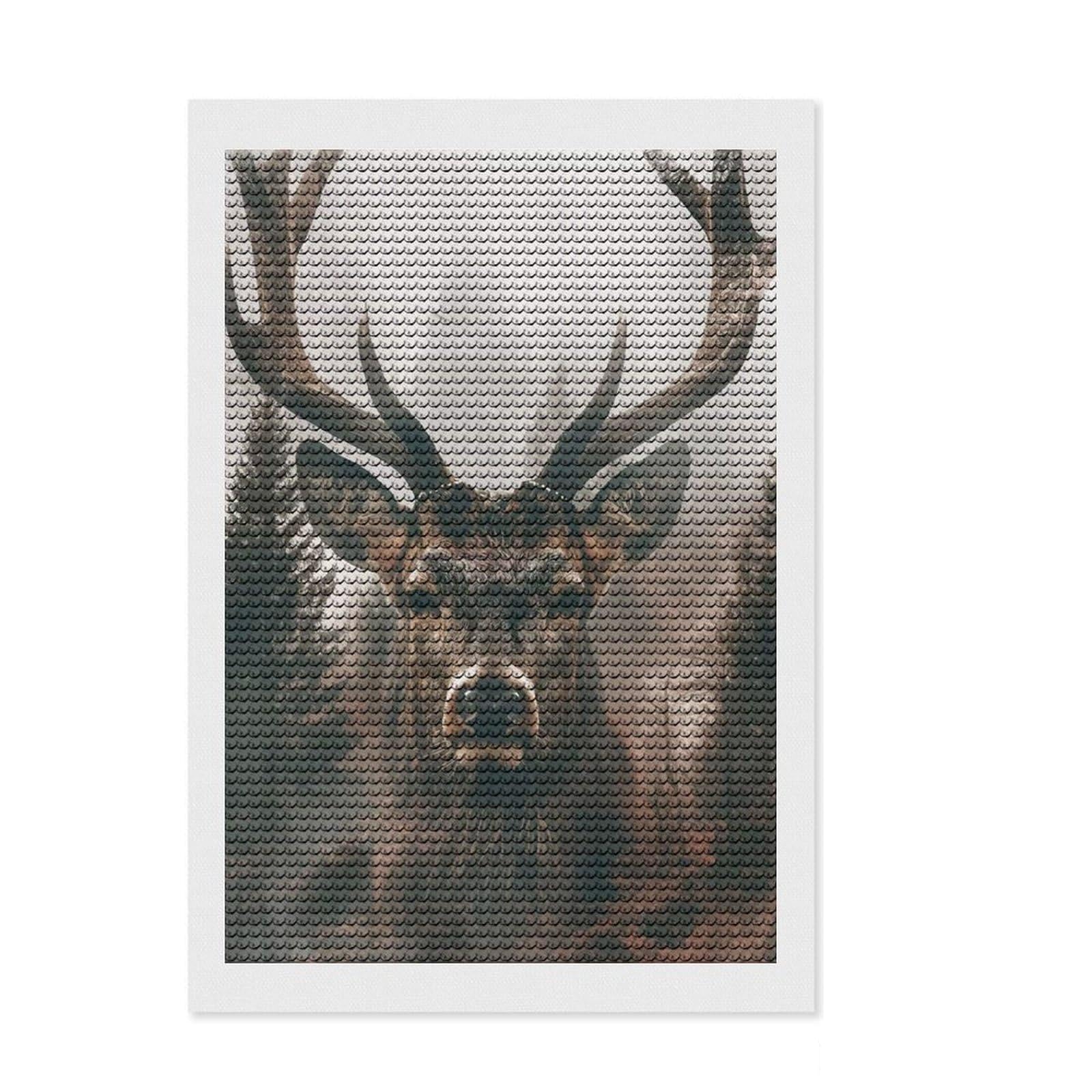 Junmoney Deer in Foggy Forest Diamond Art Canvas 8"x12", for Teens, Enjoyable At-Home Hobby, Office Decor, Gift Idea, Pleasing Wall Art Project
