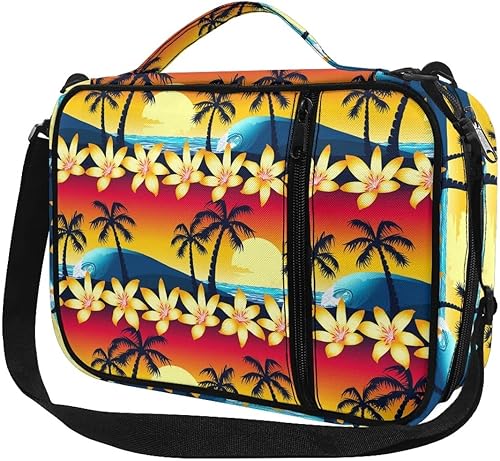 Yougerbaby Plumeria Floral Bible Cover Bible Case with Handle and Zippered Back Pocket Palm Tree Women Bible Bag with Bookmark Portable Bible