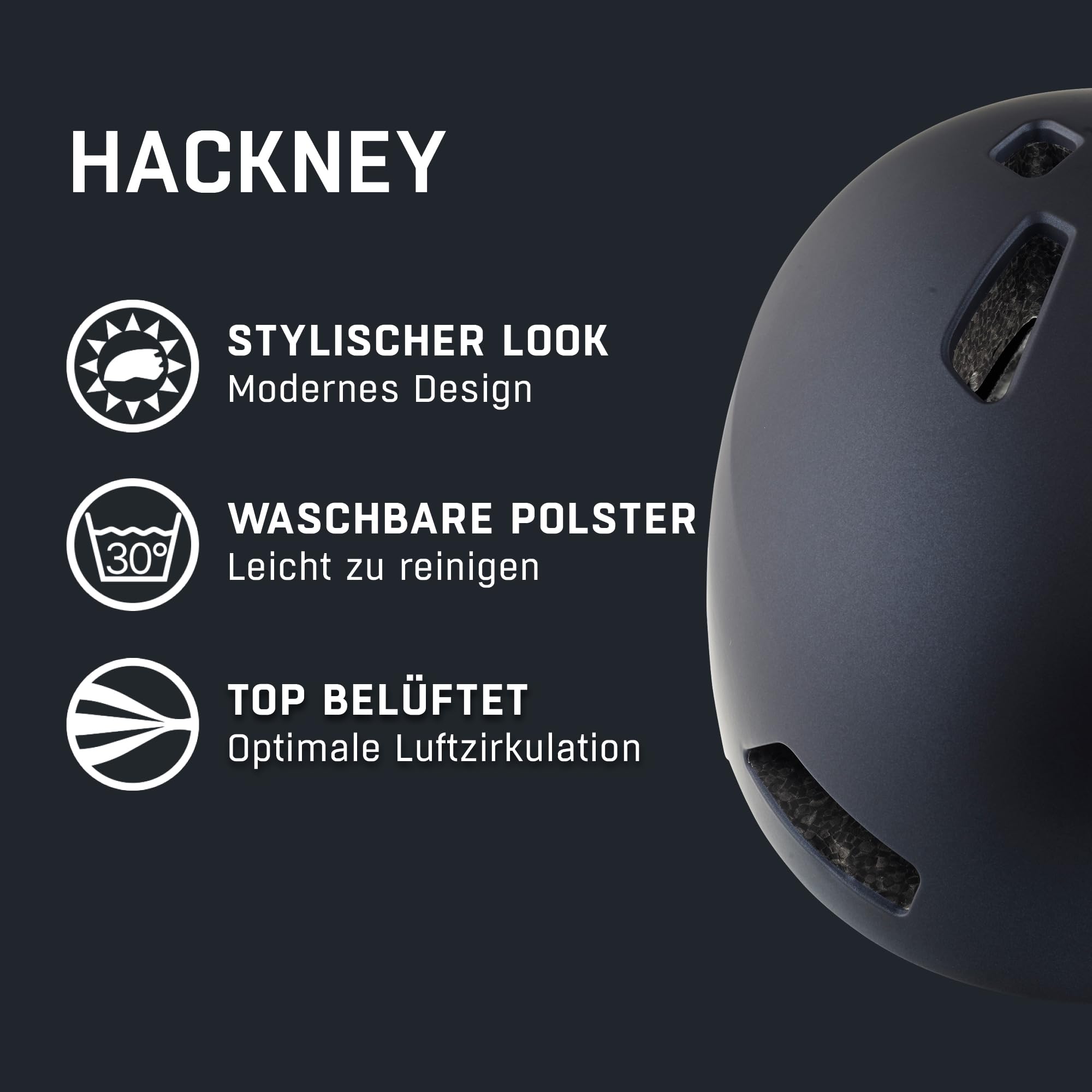 ALPINA HACKNEY – lekki, odporny na pęknięcia i optymalnie klimatyzowany kask rowerowy z możliwością doposażenia LED dla dzieci, indygo matowy, 51-56 cm