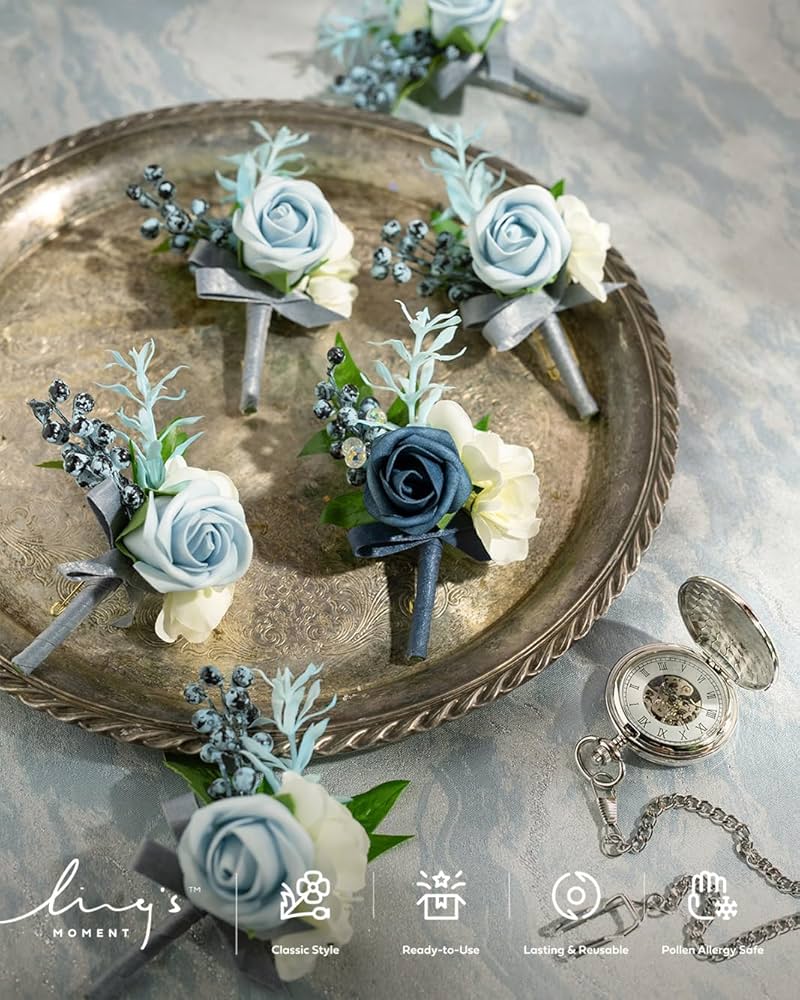 Amazon.com: Ling's moment Boutonniere for Men, 6pcs Groom Amazon.com: Ling's moment Boutonniere for Men, 6pcs Groom