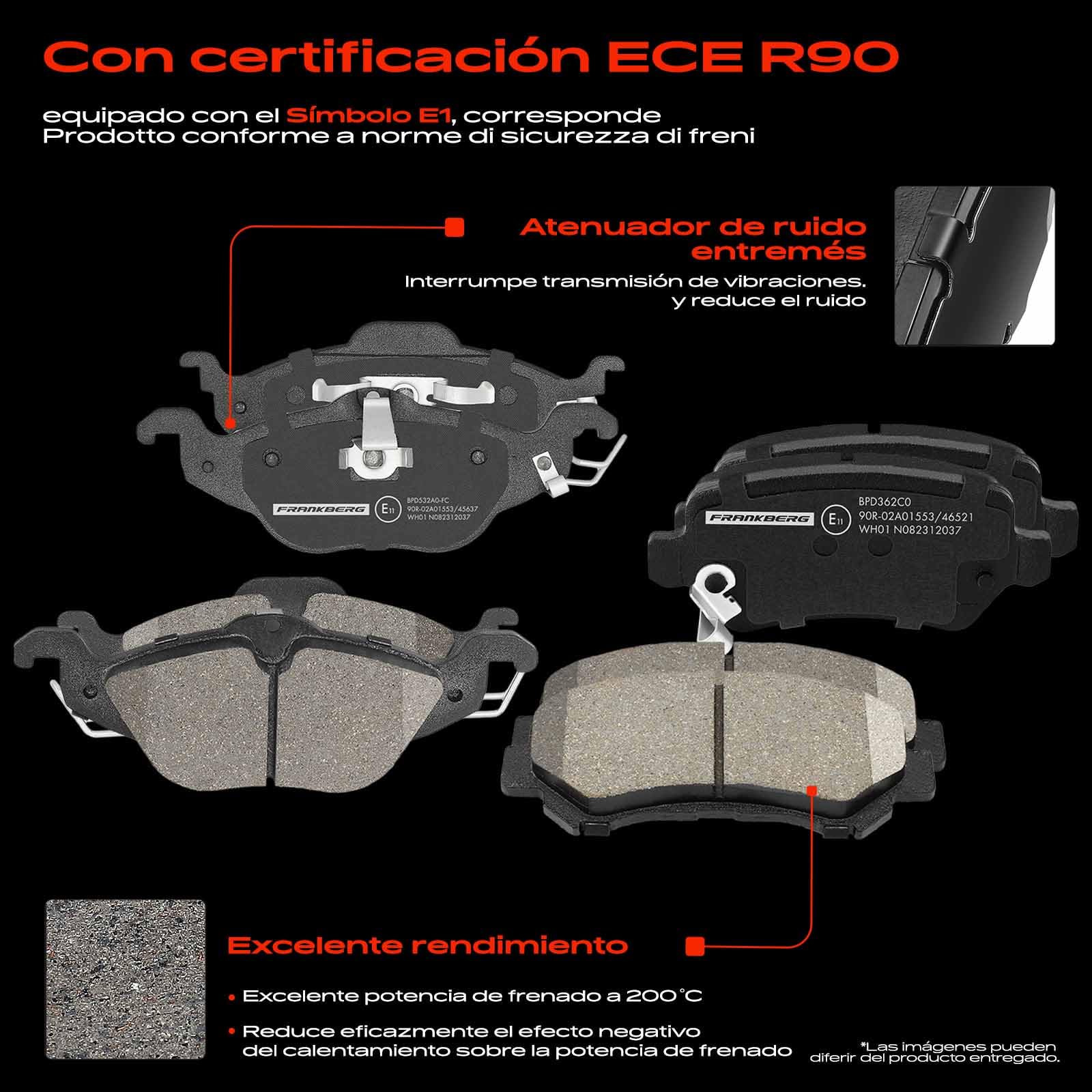 Frankberg 4 discos de freno + 8 pastillas de freno | Compatible con: Astra G Classic T98, Caravana Astra G T98, Caravana clásica Astra G F35, Astra G CC T98