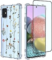 Vista 1 de Funda para Galaxy A71 4G, Samsung A71 4G SM-A715F con protector de pantalla, funda transparente con patrones de jardín de flores, funda protectora