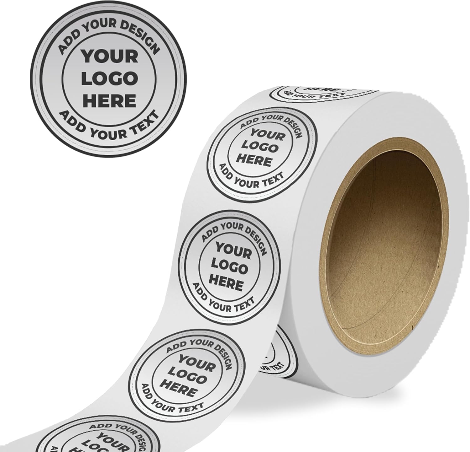 Custom Printed Standard Circular Label Rolls - Round - 3 Inch - Silver Matte Foil - 125 Labels/Roll, Light Gold