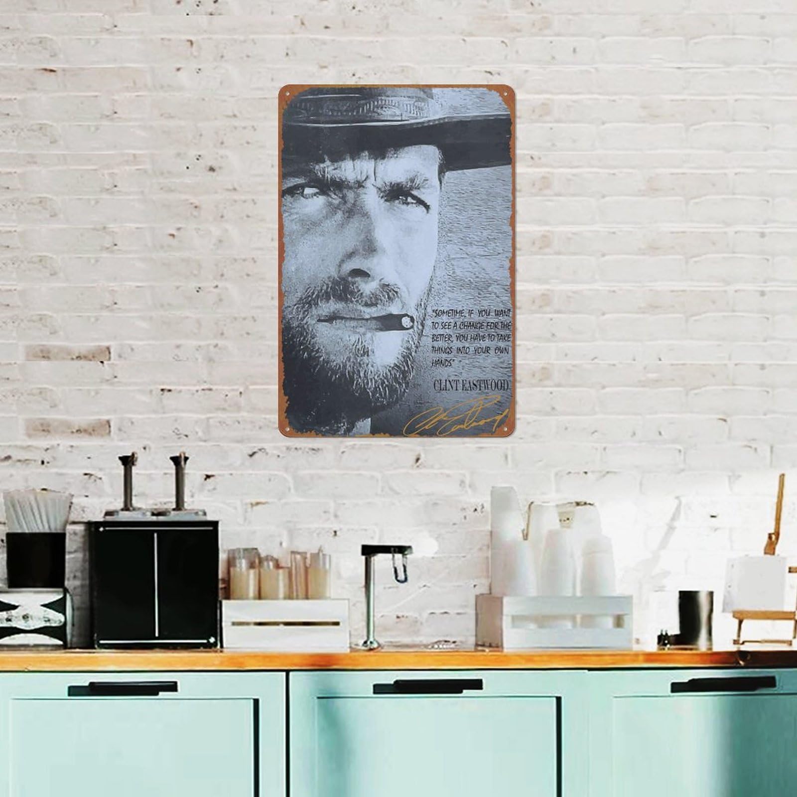Targa Metallica Vintage Clint Eastwood | Cartello Da Parete 30,5x20,3 Cm | Decorazione Da Bar Western