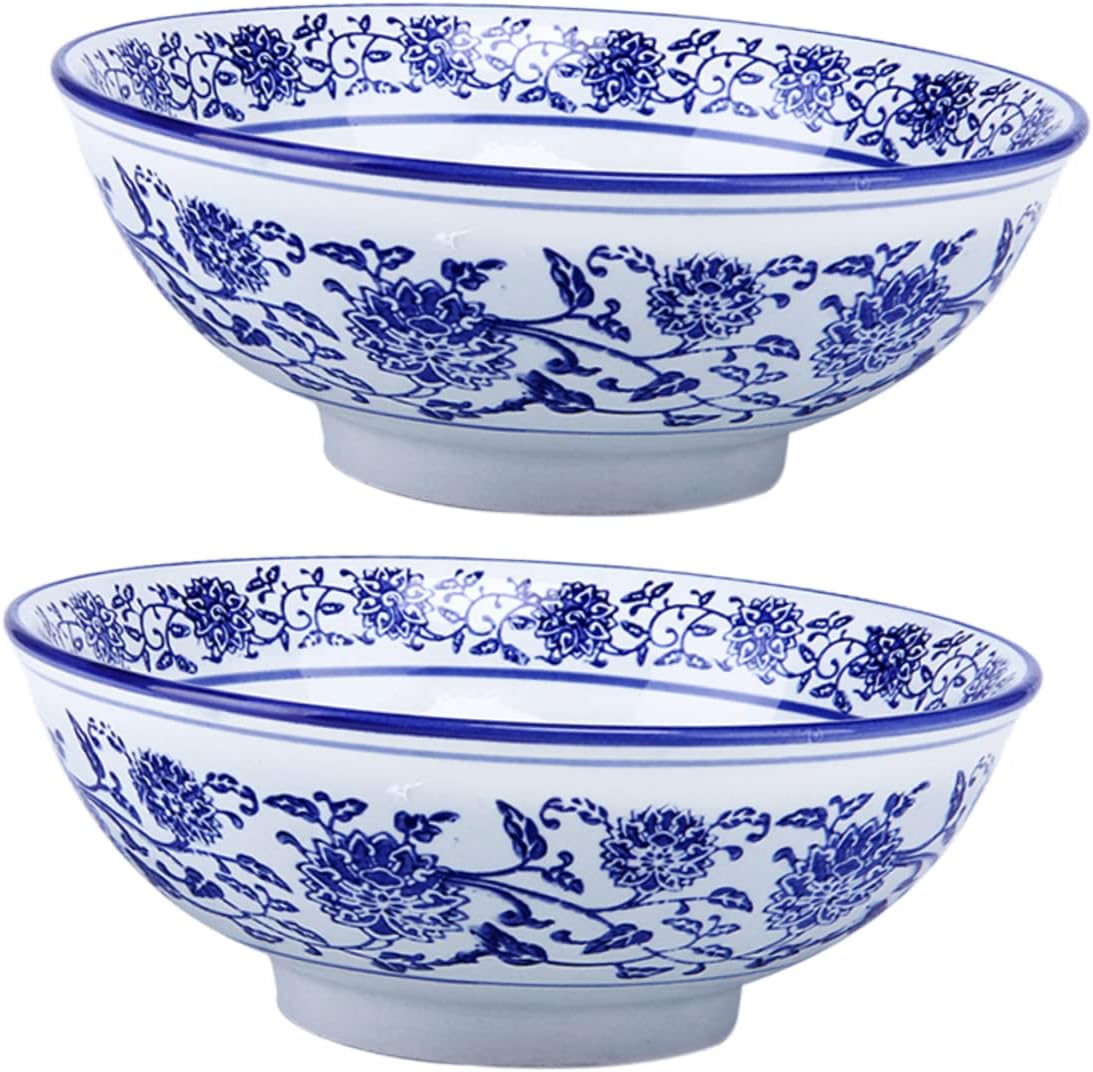 ABOOFAN 2pcs White Porcelain Bowls Serving Bowls for Cooking Soup Salad Ceramic Retro Design