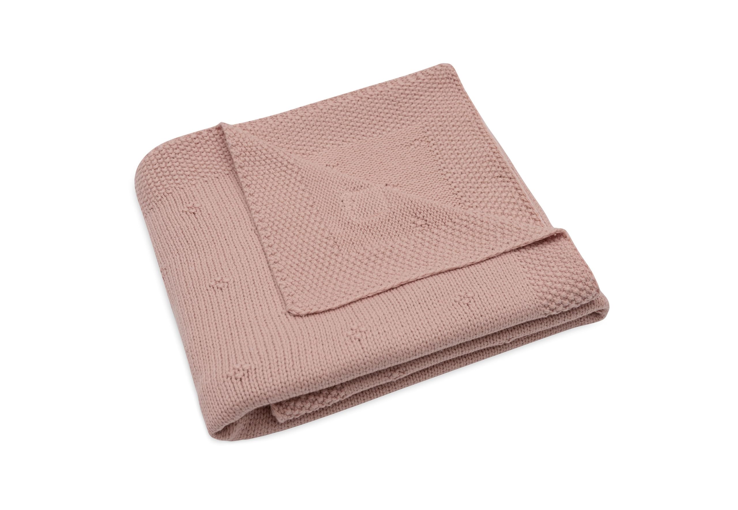 Jollein Kocyk dziecięcy Cosy Knit, Wild Rose – 75 x 100 cm – 60% bawełna, 40% akryl – do kołyski dla niemowląt – 1.0 TOG – certyfikat Öko-Tex – wzór dzianinowy