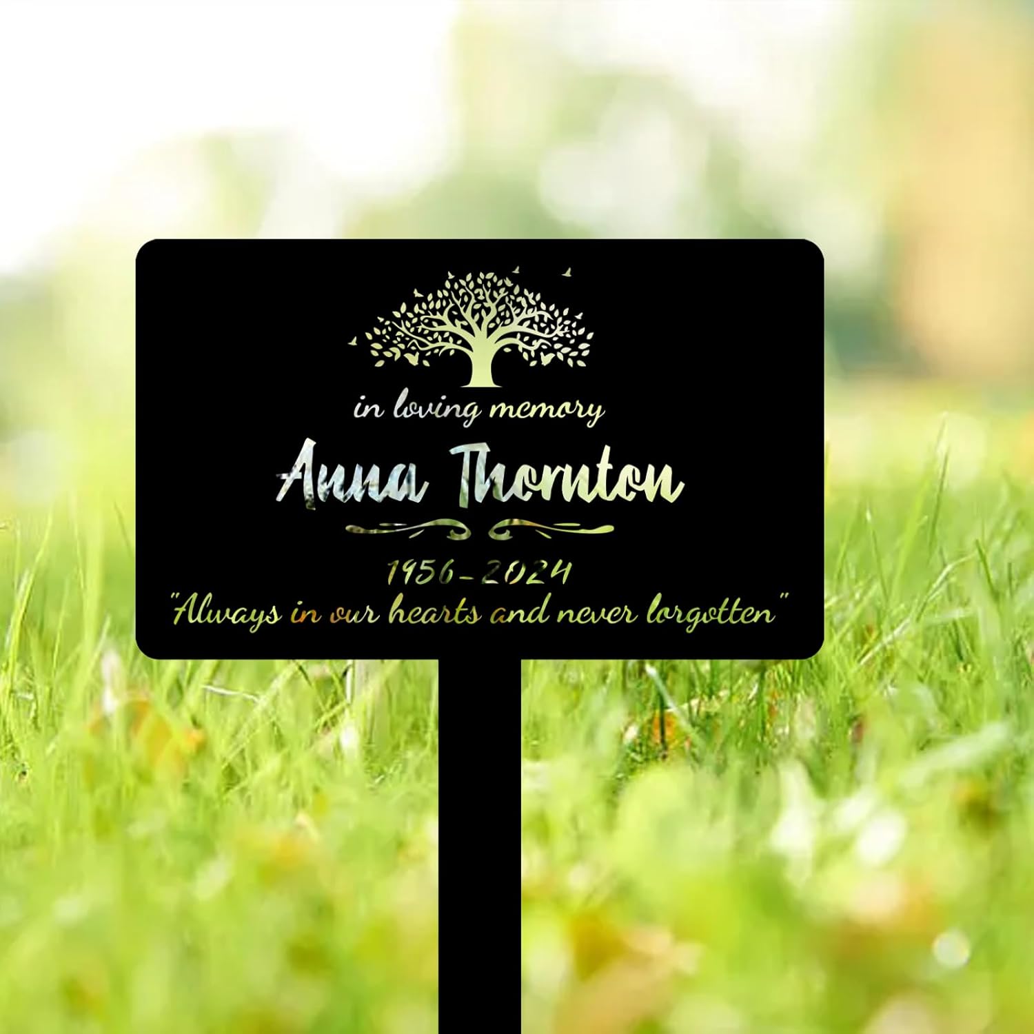 Custom Memorial Tree Sign Stake,Personalized Memorial Marker, Metal Garden Marker, Tree Plaque Marker,Metal Name Plate, Metal Memorial Marker