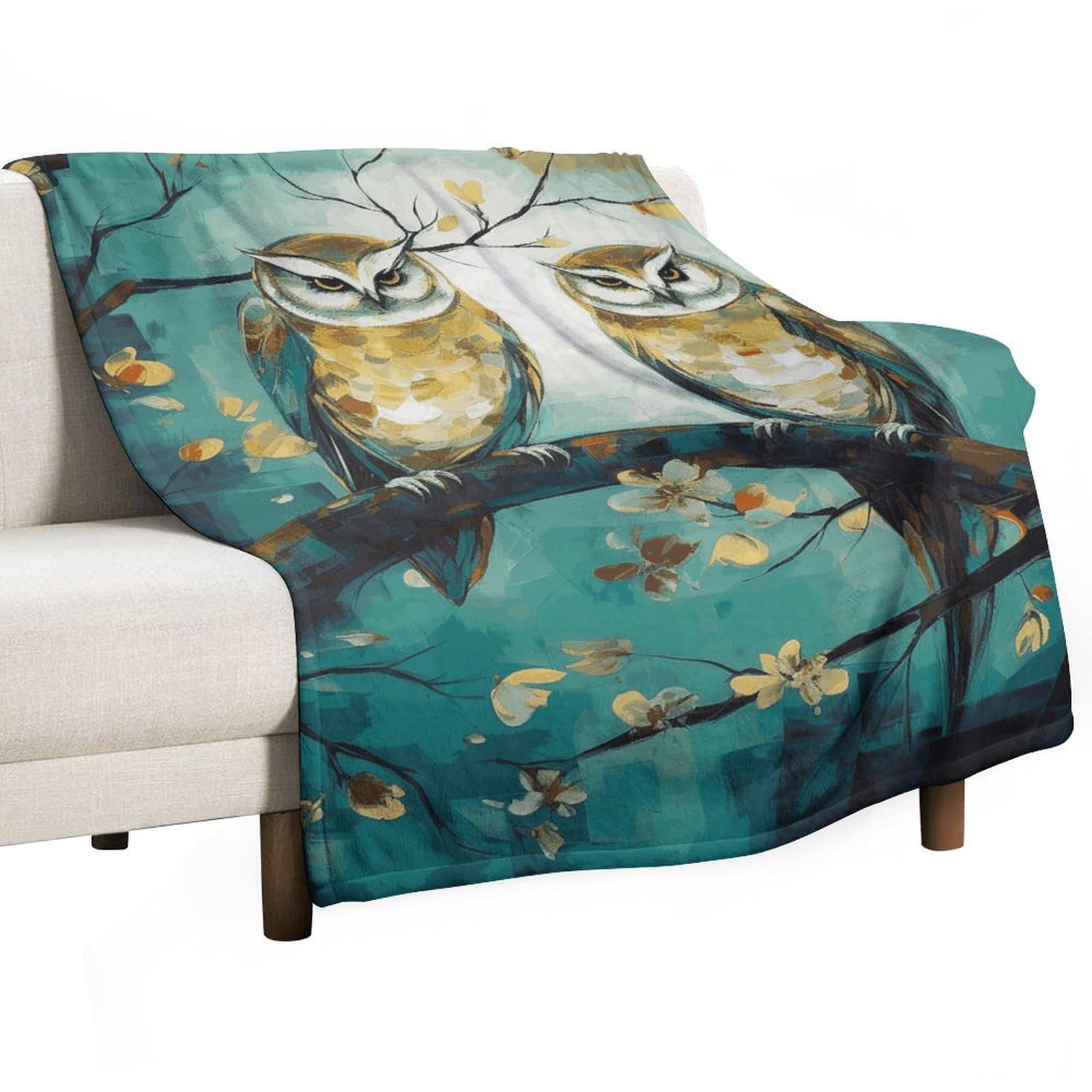 Couverture en flanelle chouette 168x229 cm légère et douce