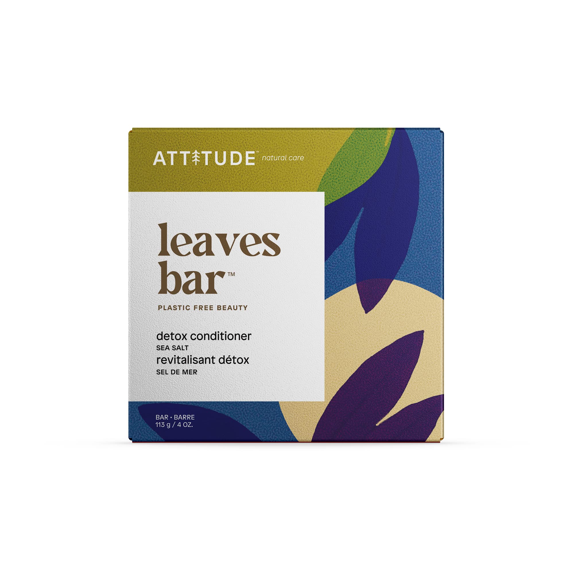 Detox Conditioner Bar, Natural Origin, Ideal for Oily Hair, Damaged Hair, Jojoba Oil, Vegan, Sea Salt, 113 g