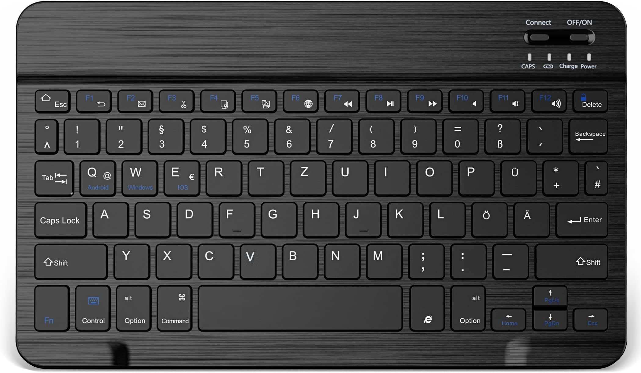 Wiederaufladbare BluetoothTastatur, mit 80cm USB Kabel, Ultra Dünn Wireless Bluetooth