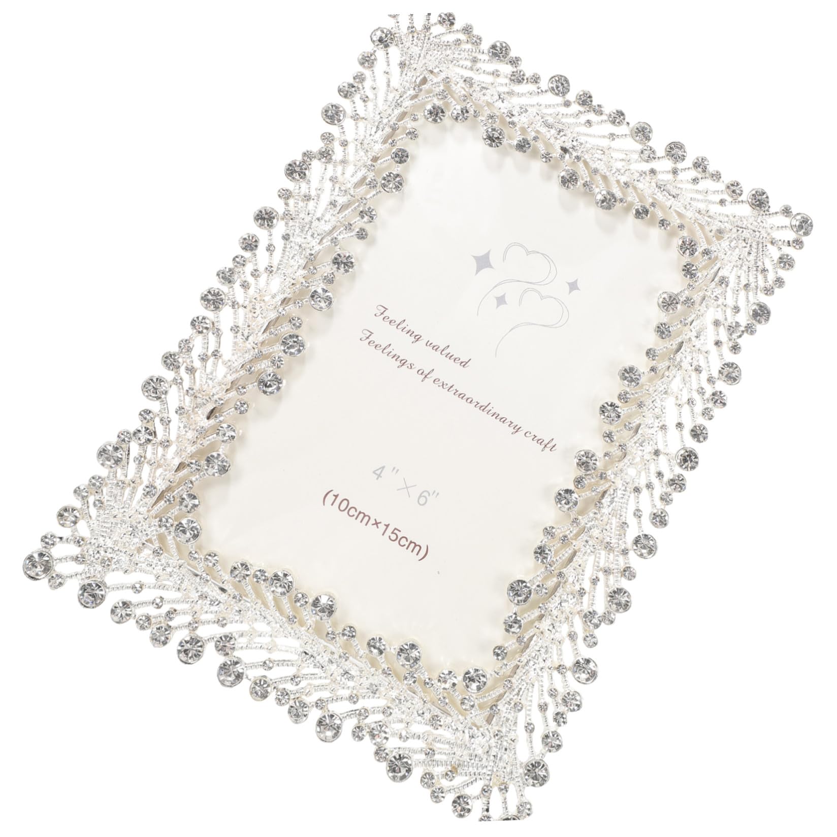 Abaodam Dekorativer Fotorahmen aus Zinklegierung und Glas mit Strass | Tischdeko für Büro und Schlafzimmer, Einzigartiges Design, Chic und Elegant