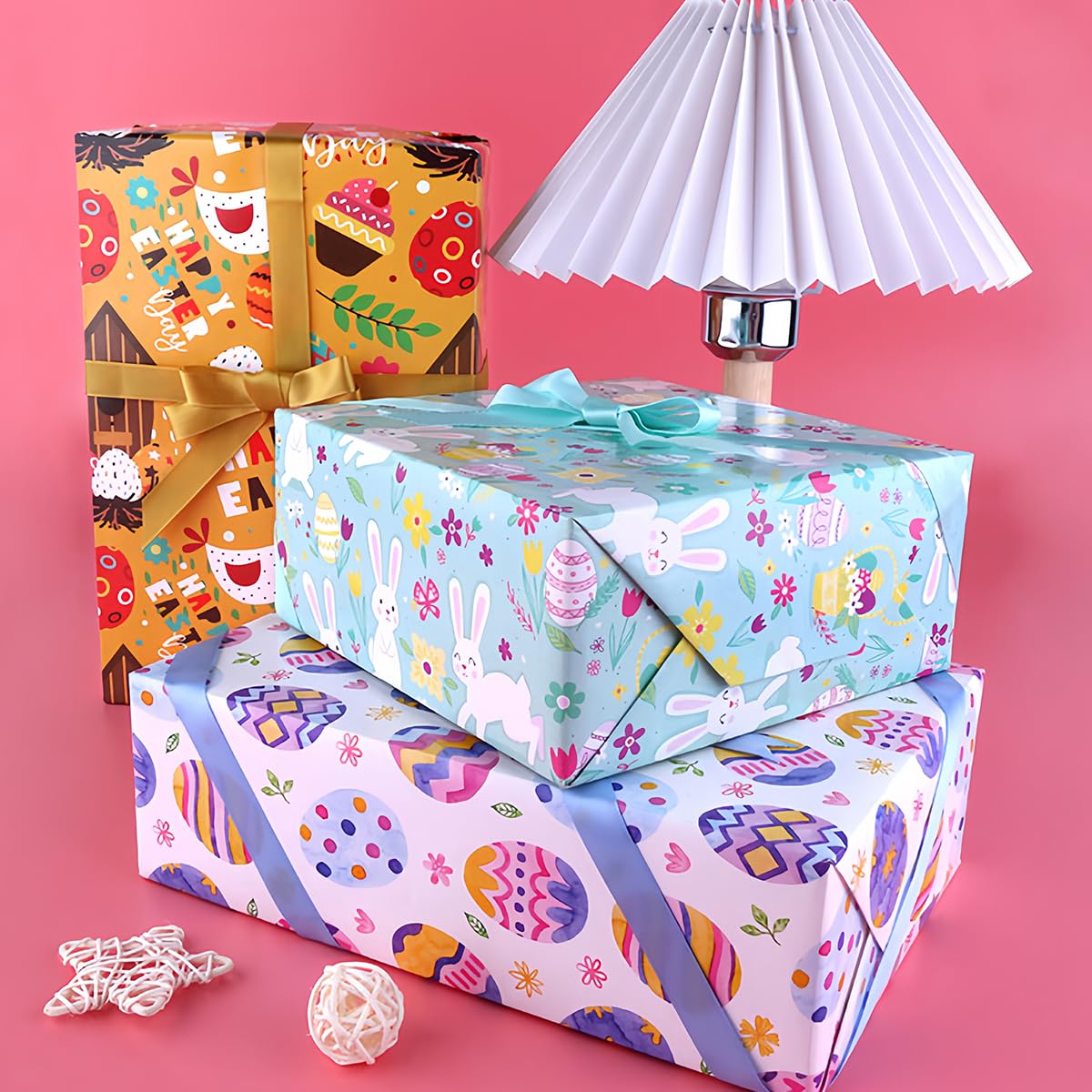 WRAPAHOLIC Carta Da Regalo Pasquale - Mini Rotolo 43,2cm X 5,2m - Design Primaverile Con Coniglietto E Pulcino, Perfetta Per Pasqua E Baby Shower - 3