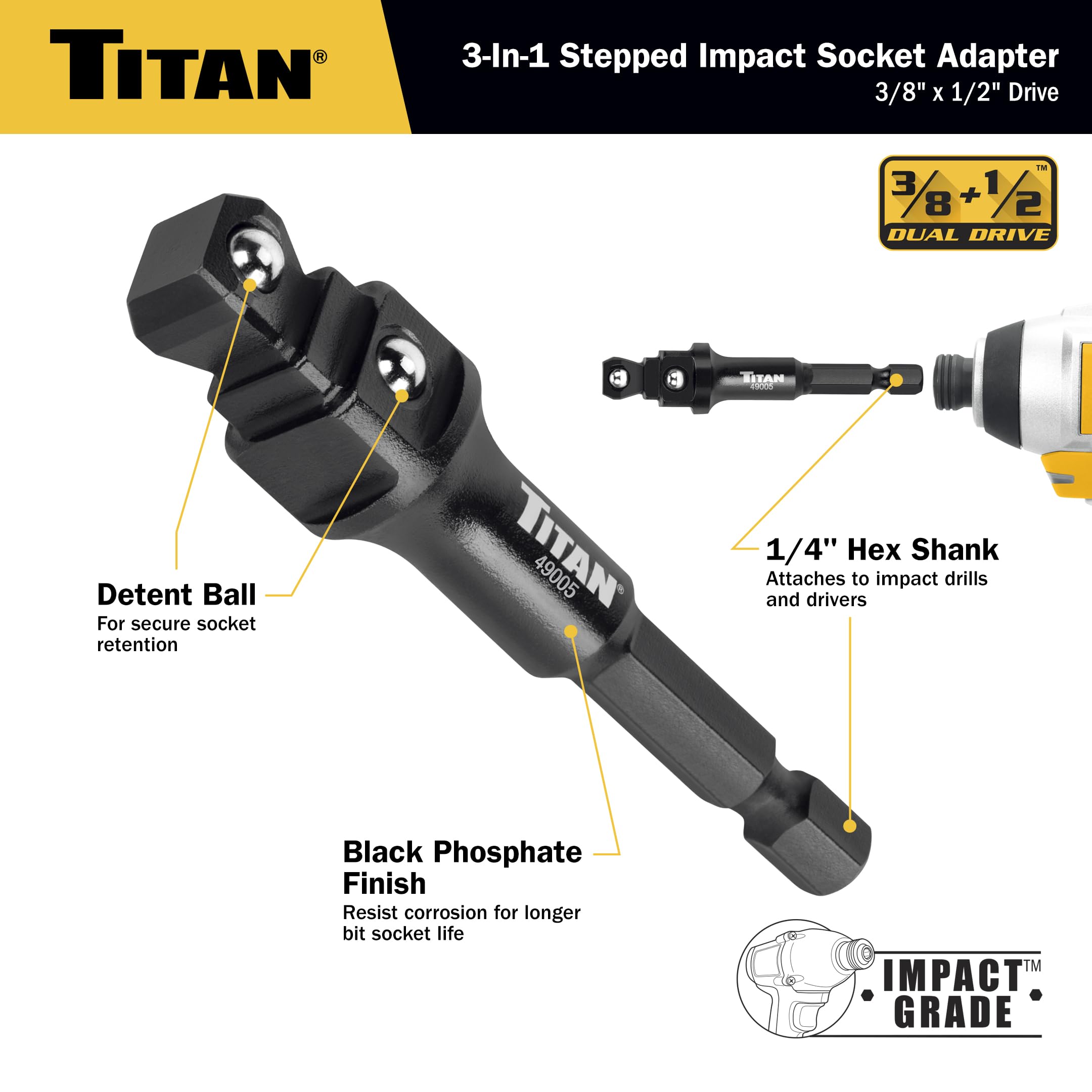 Amazon.com: Titan 49005 3/8-Inch & 1/2-Inch Drive 3-in-1 Stepped