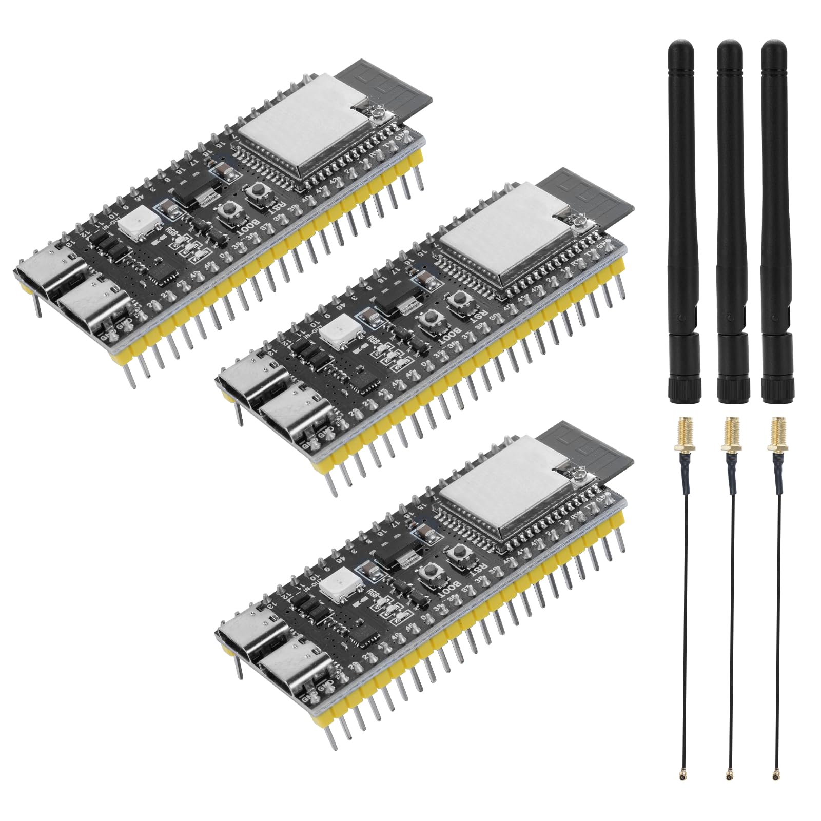 Scheda Di Sviluppo ESP32-S3 DevC-1 Con Wi-Fi E BLE, Doppia USB-C, Antenna IPEX E Compatibilità Arduino (3 Pezzi)