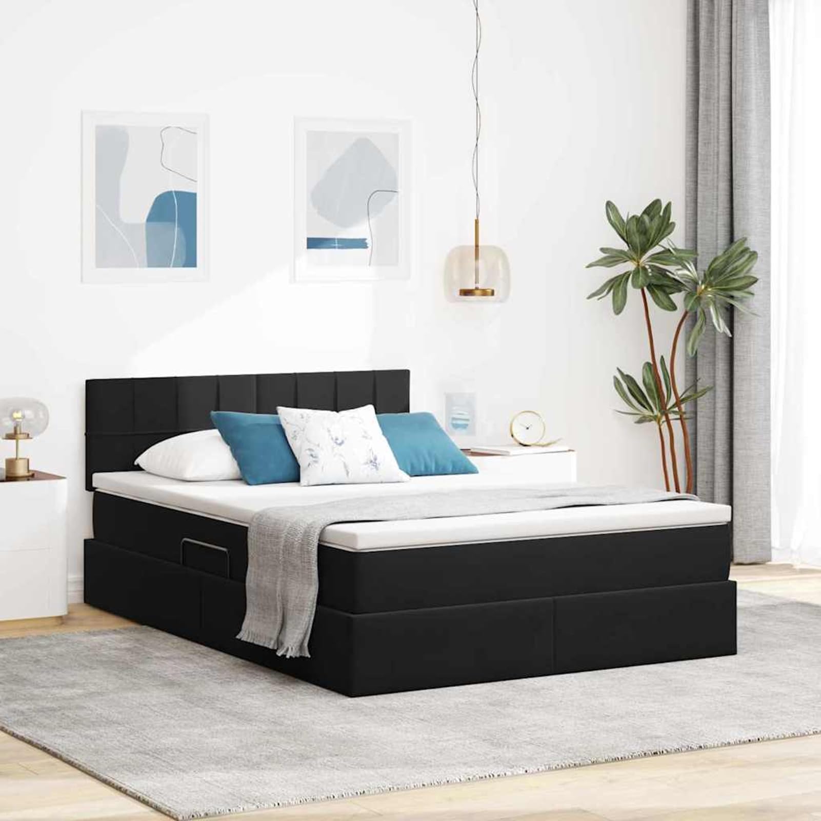 Homgoday Cama de Almacenamiento Moderna con Elevación Hidráulica - Diseño Estiloso, Confort Superior y Materiales Duraderos