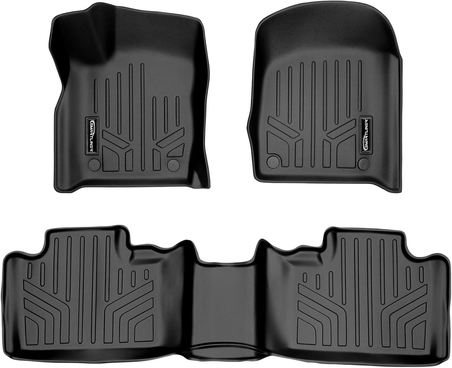 SMARTLINER Custom Fit Floor Mats 2 Row Liner Set Black Compatible with