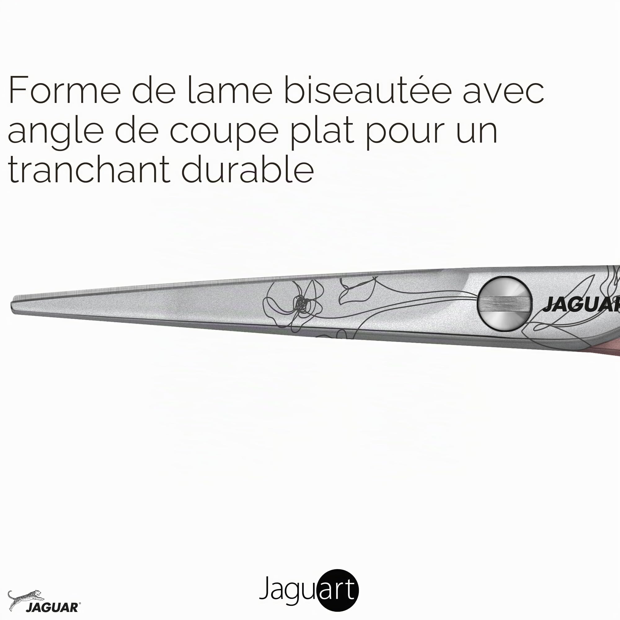 JAGUAR Ciseaux à cheveux JaguART TENDER LOVE 5.5" | Ciseaux de coiffeur en design offset | Revêtement high-tech anti-allergénique et résistant en qualité photo | Fabriqués en Allemagne
