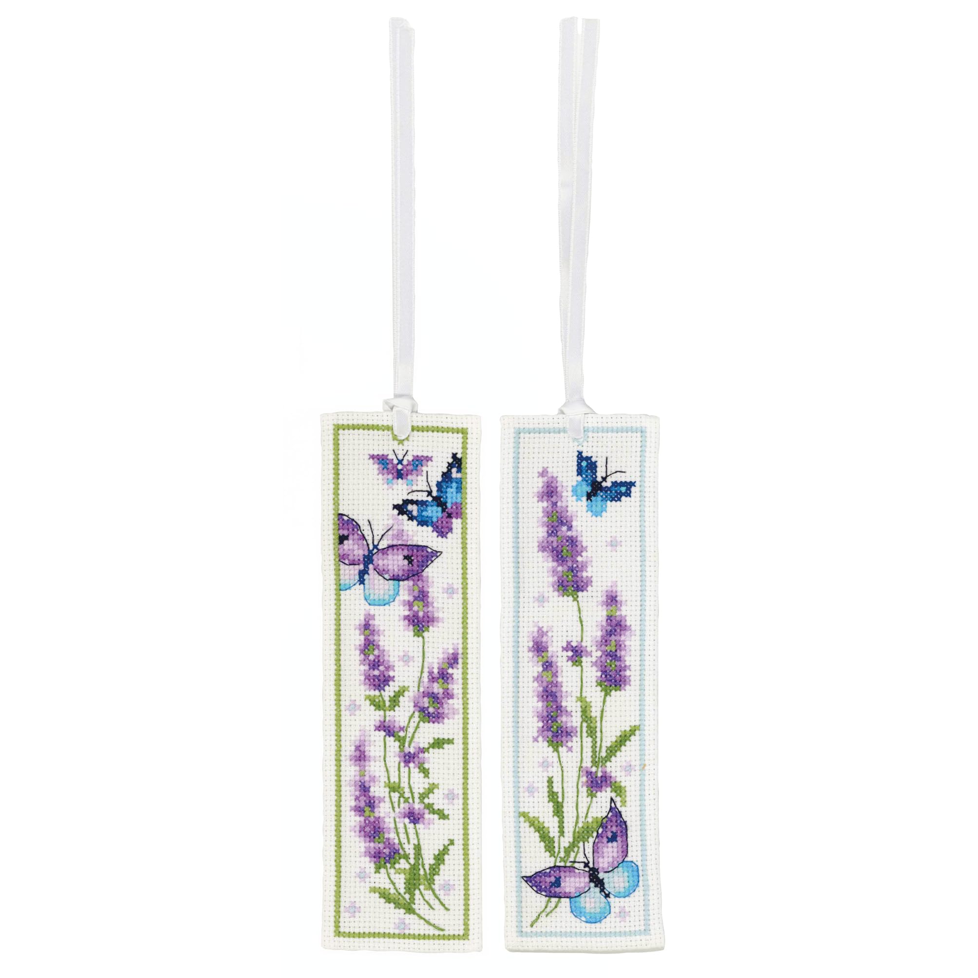 VERVACO Bookmark Cross Stitch Embroidery Kits Counted Cross Stitch Set Lavender 2 Piece DIY Set Adult Embroidery Reading Accessories Gift Counted Pattern Pack 6 x 20 cm Embroidery Set for Beginners