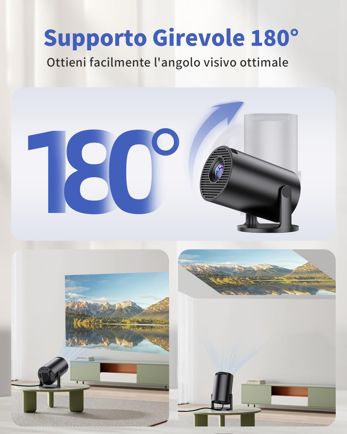 [App Integrate e Migliorate 2026] Videoproiettore 4K, Yoton Proiettore Wi-Fi 6 e BT 5.4, Compatibile 4K/1080P, Correzione Auto, Condivisione Schermo Wireless iOS/Android, HDMI/Chiavetta TV, Nero