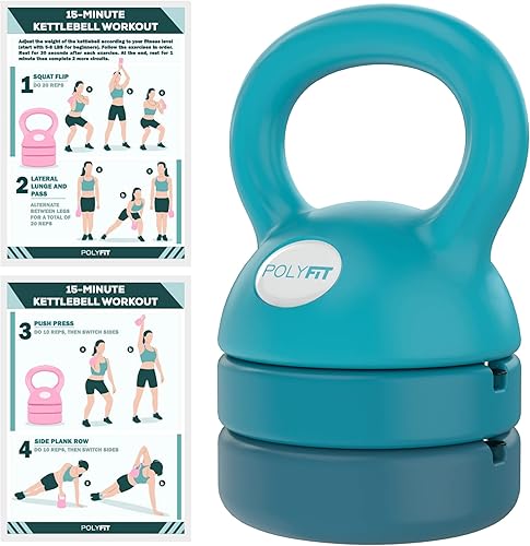 Polyfit Pesa rusa ajustable 5 lb - 12 lb Juego de pesas rusas para gimnasio en casa Juegos de pesas rusas para mujeres en casa