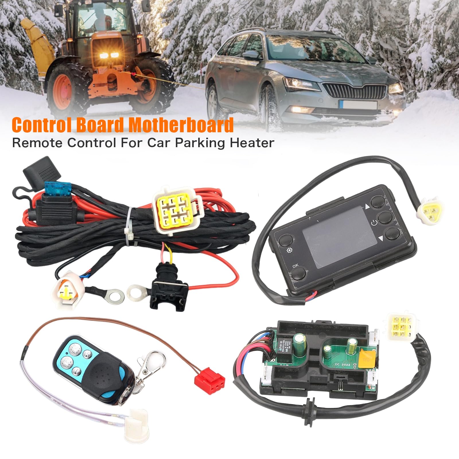 12V Dieselheizung Steuerplatine, Hauptplatine des Dieselheizung Reglers, LCD Steuerschalter des Standheizungs Bedienfelds mit Sensorkabelbaum, passend für Chinesische Dieselheizungen 5 KW