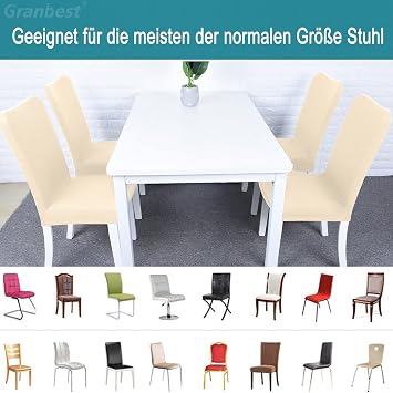 Granbest Premium Waterproof Dining Chair Covers Set of 4, Stretch High Back Chair Slipcovers for Dining Room, Washable Removable Chair Protector for Banquet, Kitchen, Party, Hotel (Beige, Pack of 4)