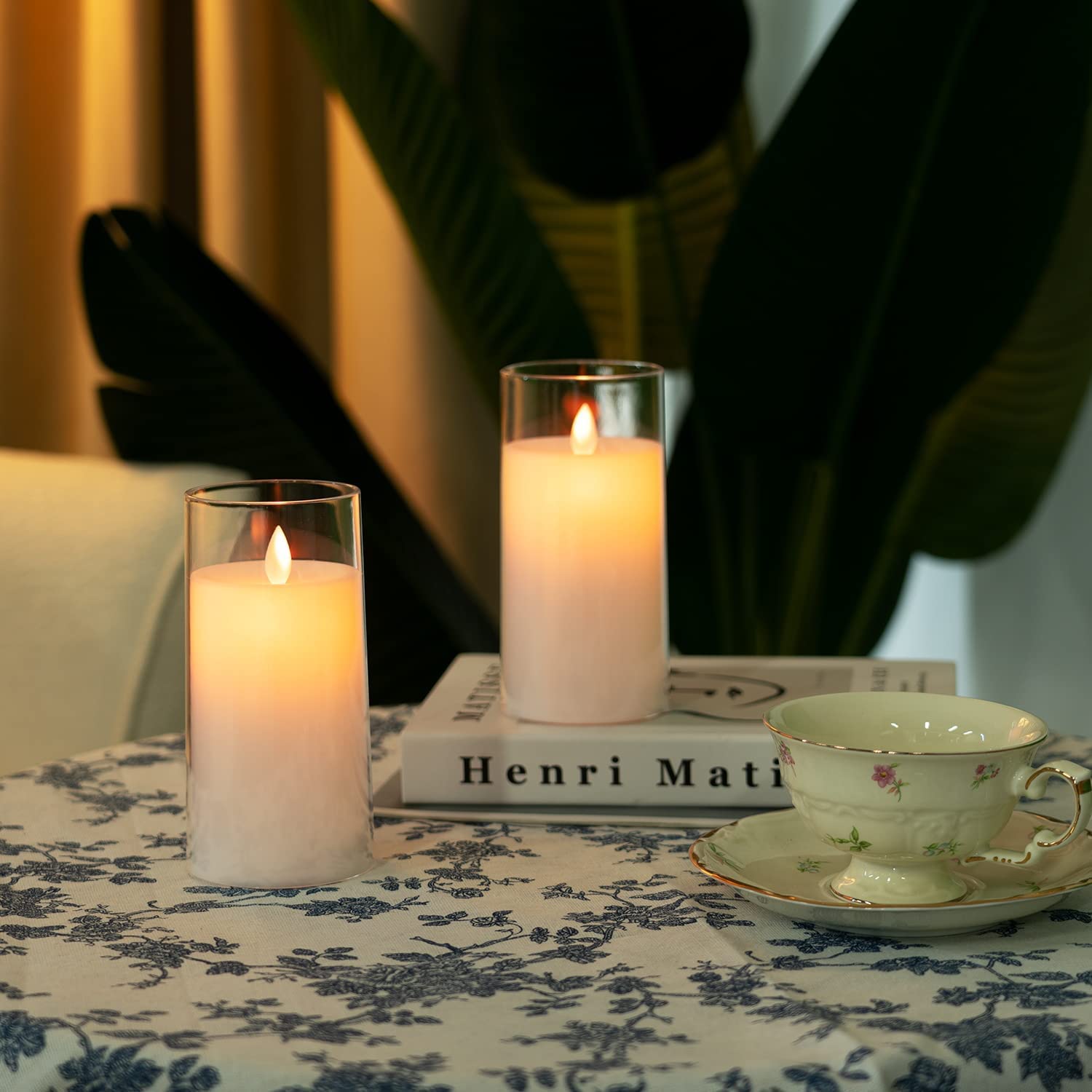 LTETTES Flameless LED Candles | White Acrylic Fiber Glass Shell | AA Battery Powered with Remote & Timer | 3" D x 6" H Pillar Candle for Home, Festival, Wedding Decor 2
