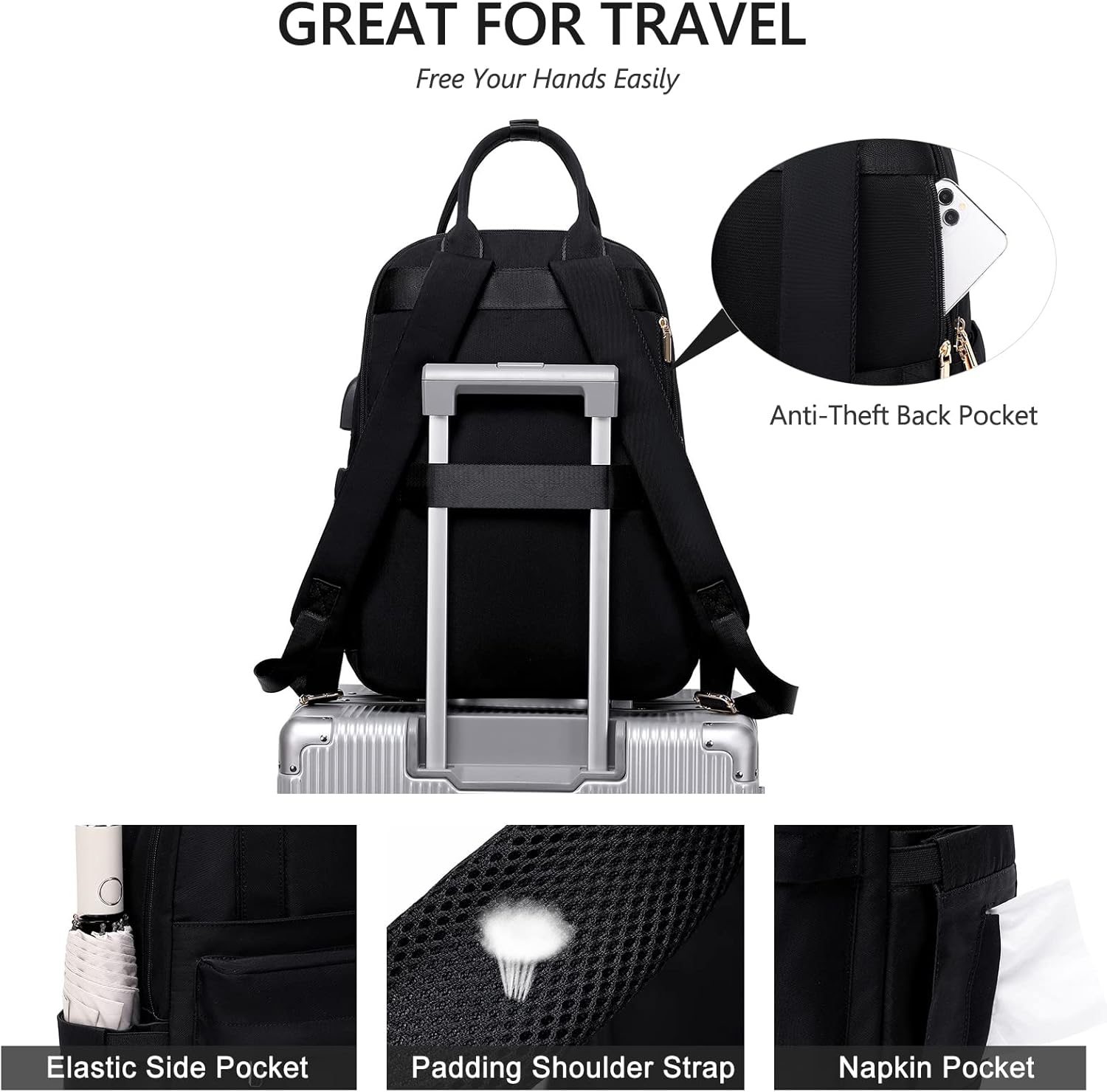 Mn&Sue Mochila Ligera De Nailon Para Mujer, Bolsos De Hombro De Moda, Bolsa De Día Para Viajes, Trabajo, Diario, Impermeable, #1 Beige, Mochilas Daypack