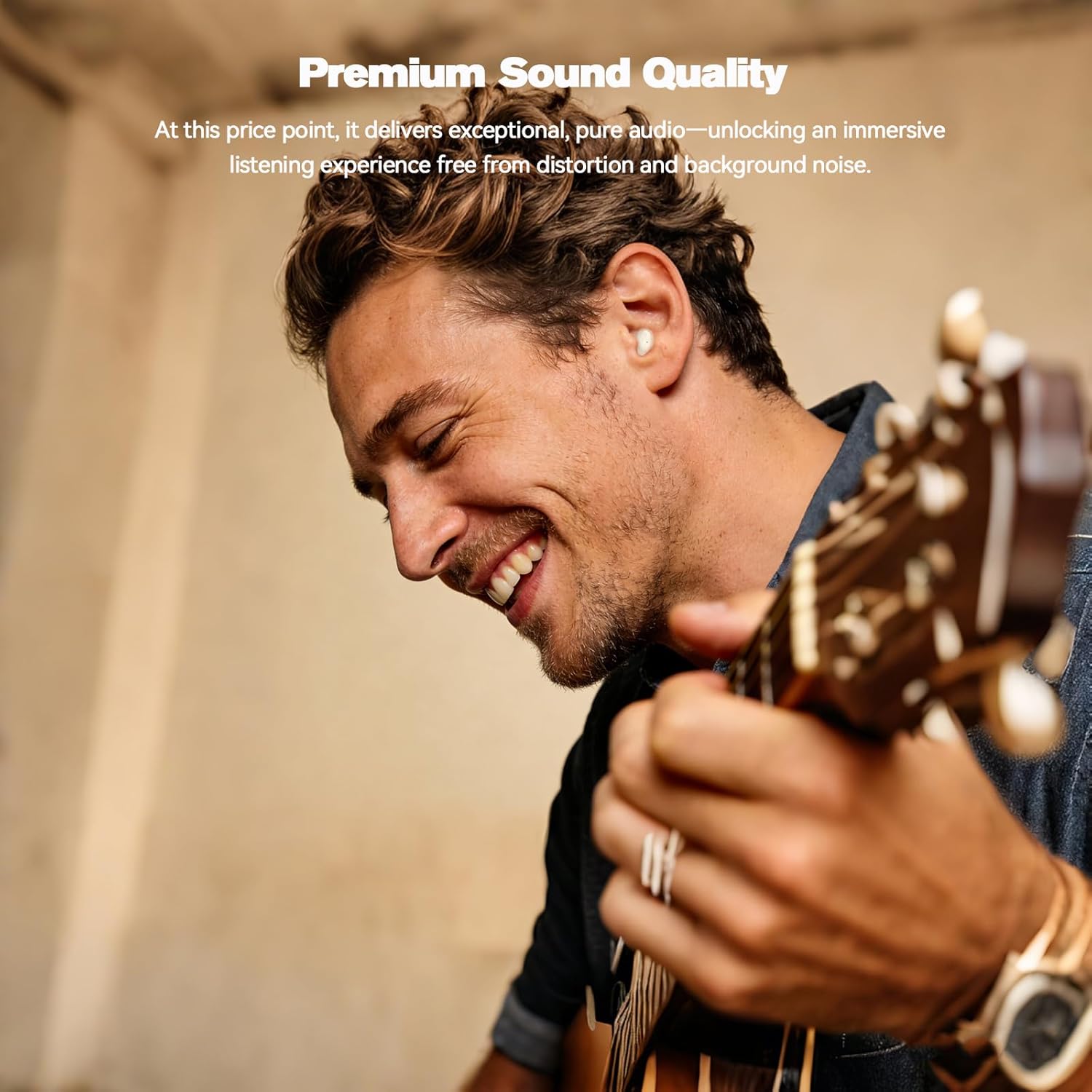 Image showing a person enjoying music with the Xmenha SK211 earbud, emphasizing premium sound quality.