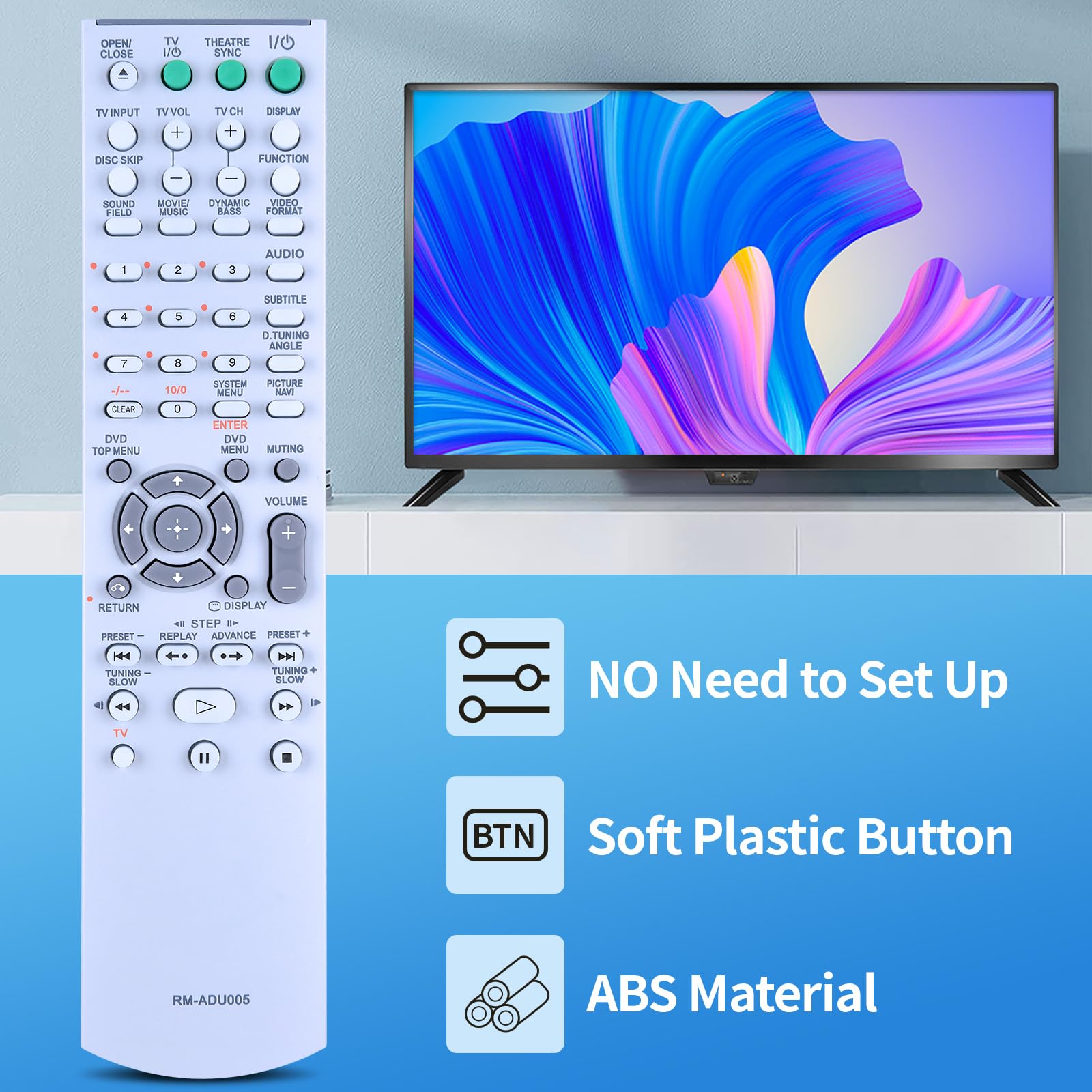 Telecomando Sostitutivo RM-ADU005 Per Sony: Compatibile Con DAV-DZ530, DAV-DZ630 E Tanti Altri. Plug And Play, Facile Facile!