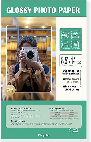 Pikapoka Papel fotográfico brillante de 11 x 17 pulgadas, papel de calidad fotográfica para impresora de inyección de tinta, tamaño tabloide, 50