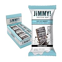 Vista 1 de JiMMYBAR! - Cookies N Cream Protein Bars 19g Protein Bar - 7g Low Sugar - 12 Count - 58g Health Bars - Functional Snack with Real Food Ingredients