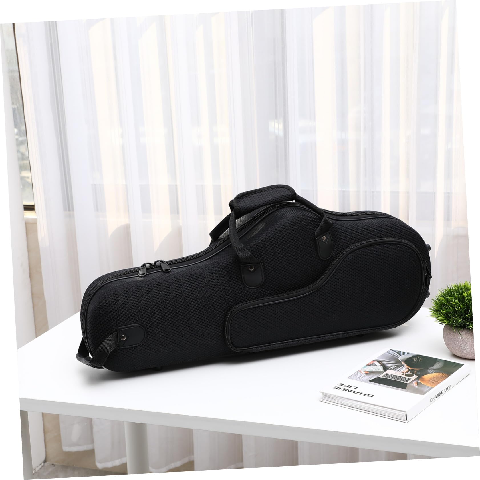 TOYANDONA Custodia per Sassofono Contralto con Ampio Spazio Oxford Nero, Portatile con Cinghie Regolabili Rimovibili per Concerti e Scuole