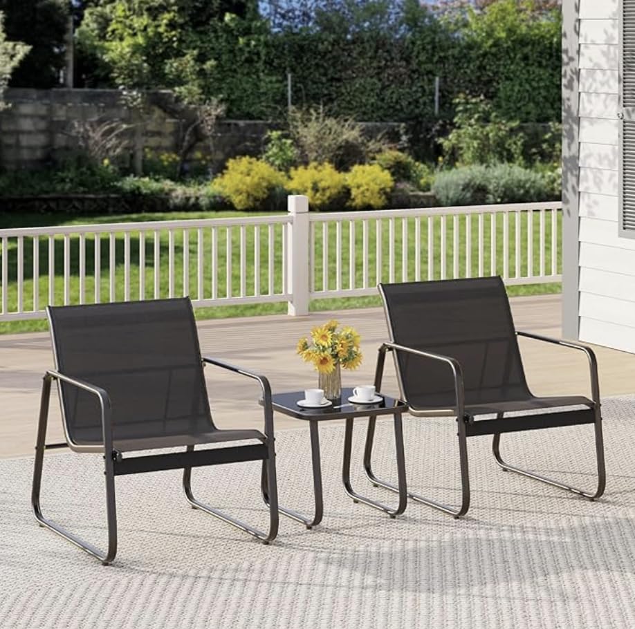 Recopilación de Muebles de Jardin Walmart los mejores 5. 45 Juego de 2 sillas de patio, juego de muebles de patio de 3 piezas, juegos de bistró, con tela de textileno, mesa auxiliar con marco de metal, juego de sillas para exteriores, para...