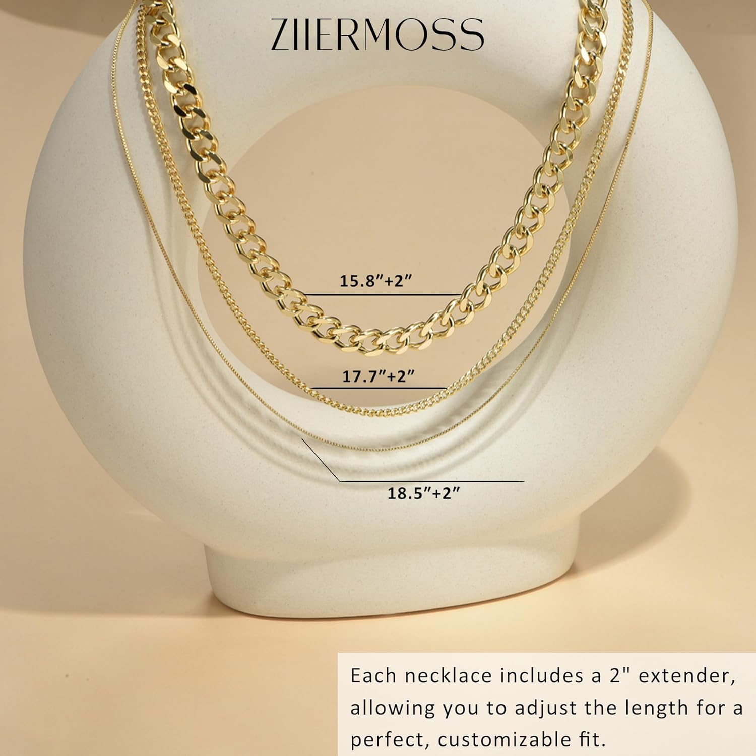 3PCS Gold Necklaces for Women,Chunky Statement Gold Plated Necklace Stack Layered Sterling Silver Herringbone Chains for Women Dainty Trendy Silver Chains Stacked Jewelry Gifts - Image 5