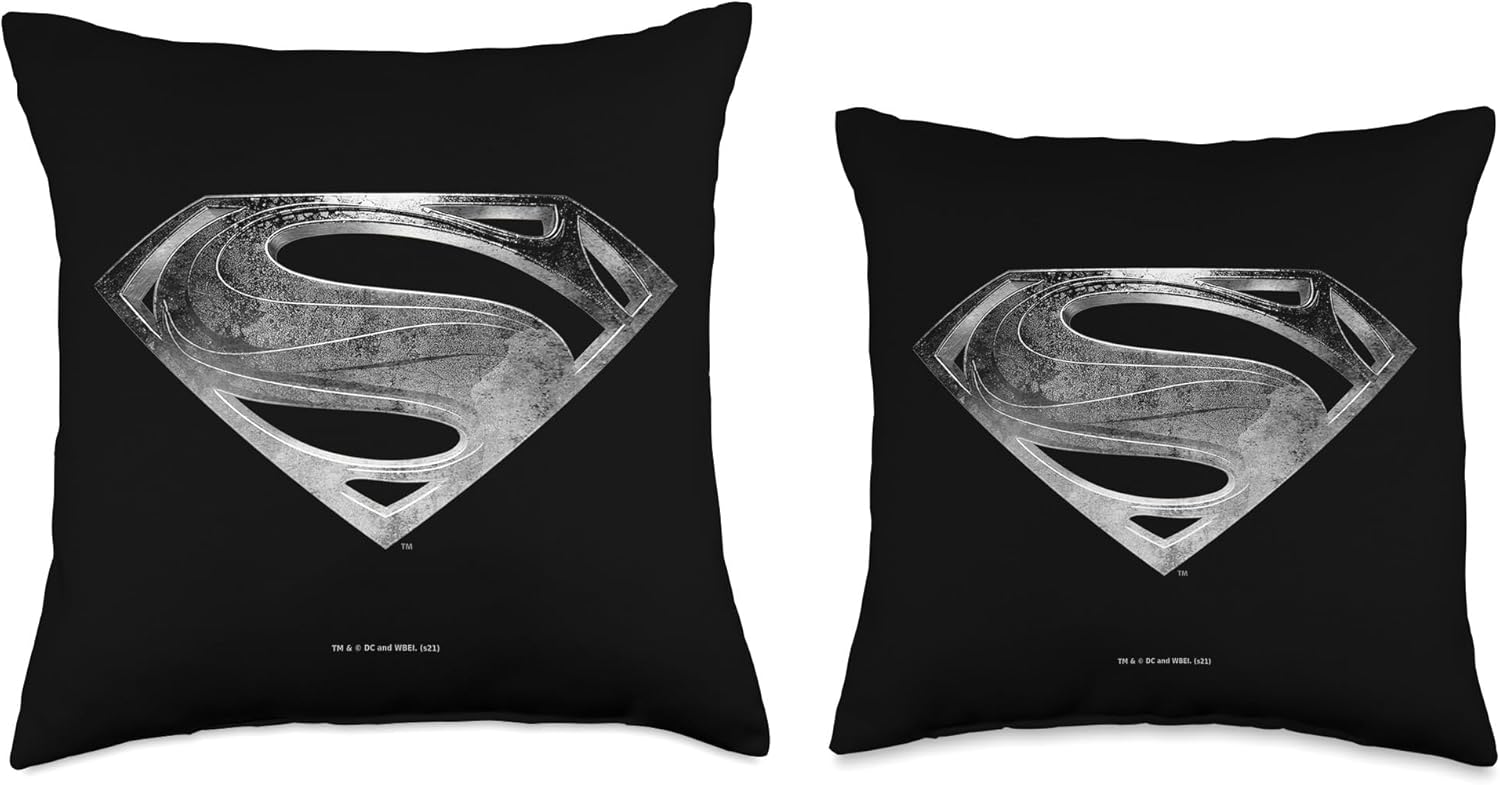 Zack Snyder's Justice League Superman Symbol Black Suit Throw Pillow