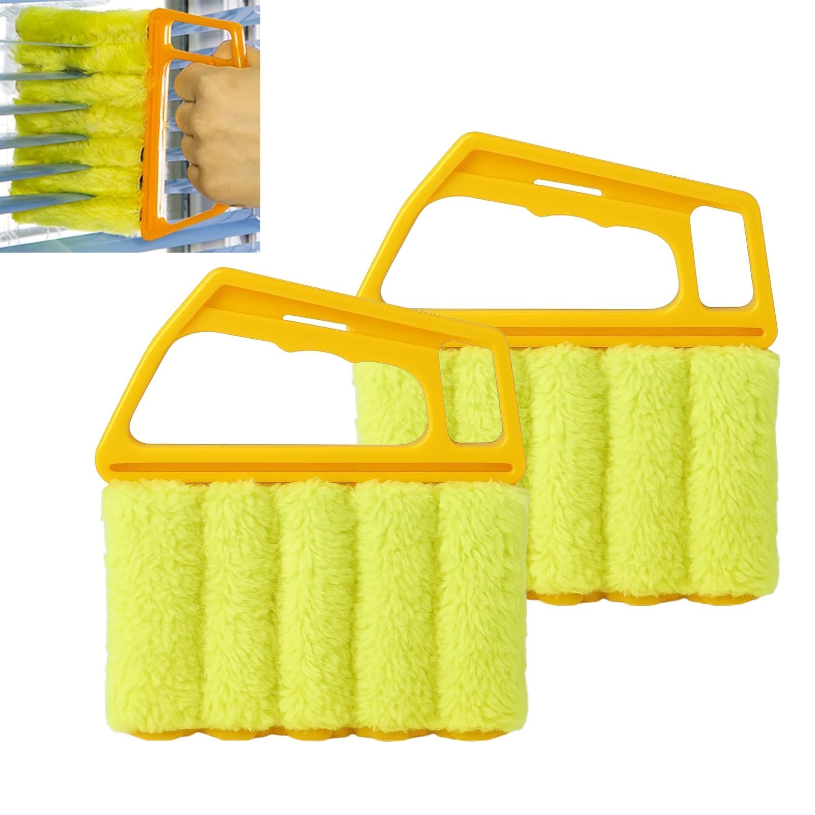 2 Pcs Venetian Blind Cleaner Tool, Windscreen Cleaners Brush with Ergonomic Handle for Dust Cleaning Shades Dirty Blinds Home Care & Cleaning Tool Damp Duster Sponge
