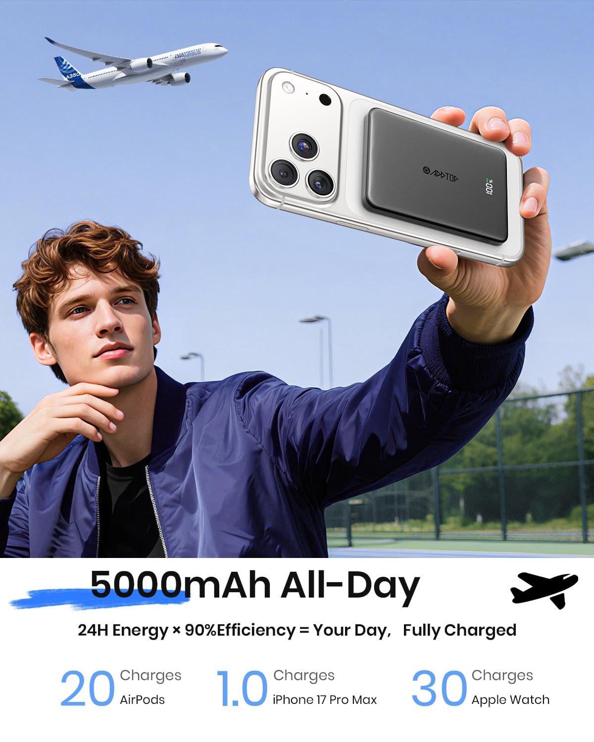 A Addtop Ultra Slim Power Bank für iPhone 5000mAh 20W Magnetische PowerBank – Bild 7