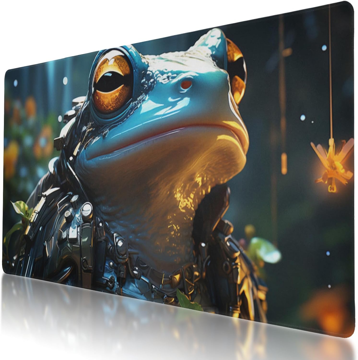 Frog Spring Outing Themed Large Gaming Mouse Pad 35.5 x 16 Inch, Waterproof, Stitched Edges, Perfect for Esports and Office