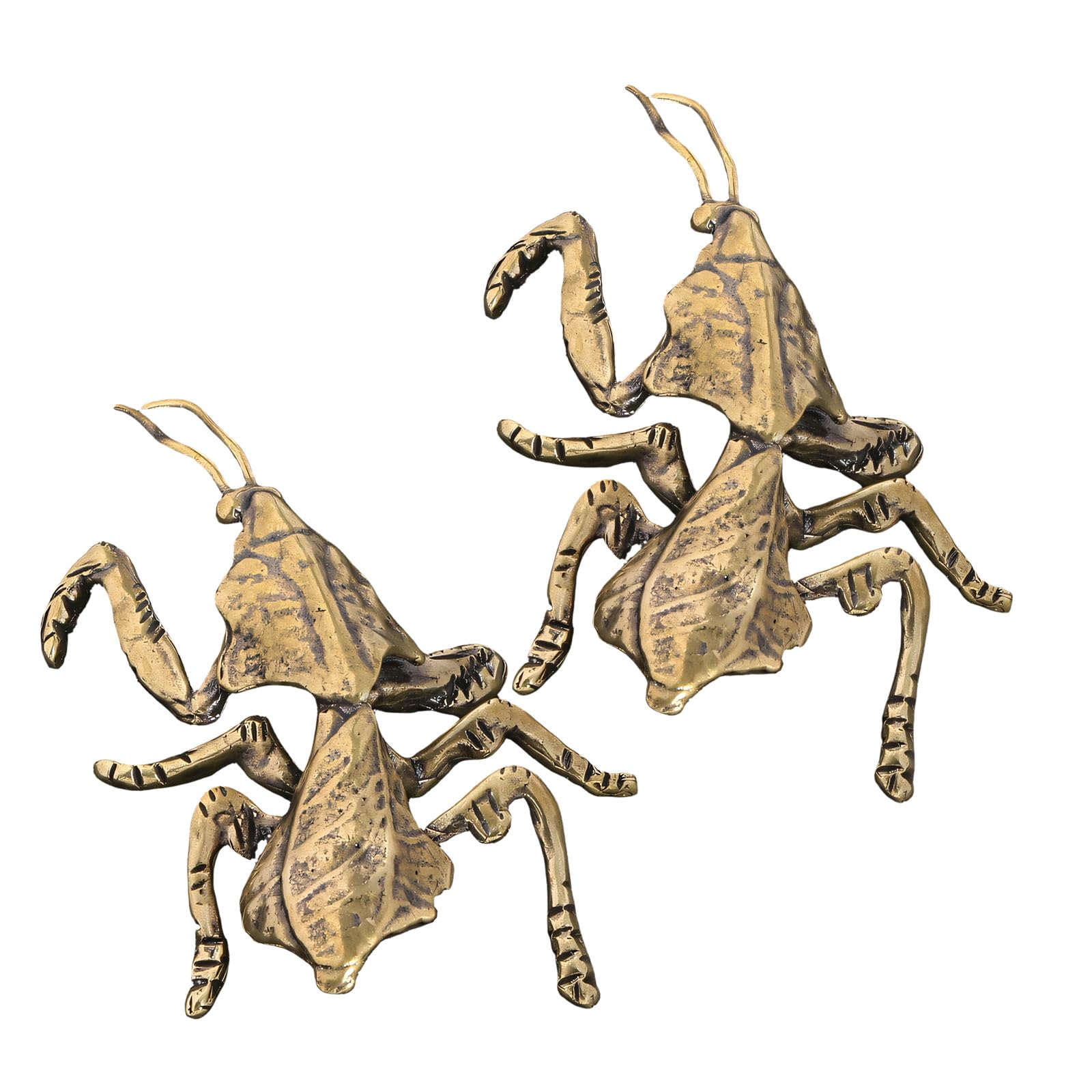 Sculpture de mantes religieuses en laiton massif pour décoration d'étagère chic
