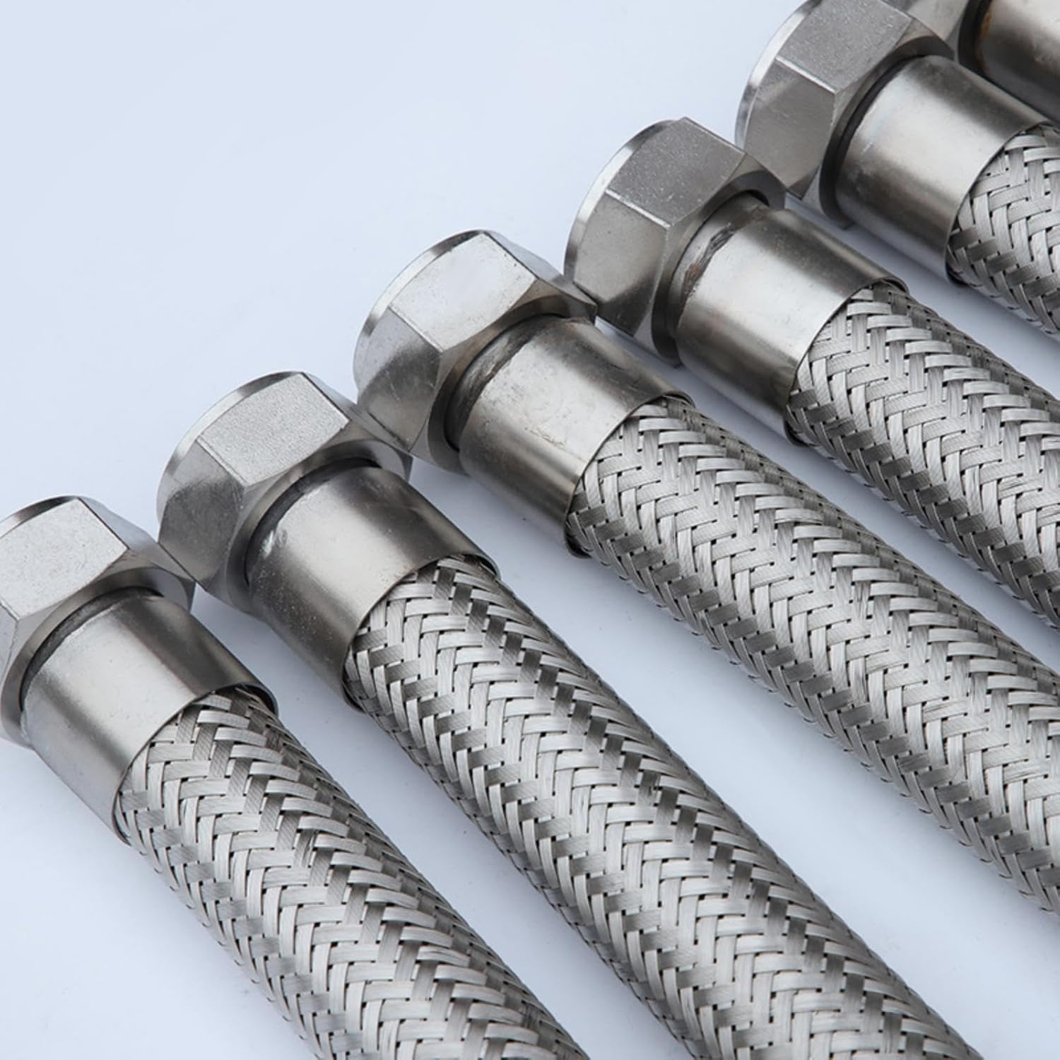 Sink Hose、[Pack of 10] 16" L x 3/8" Comp x 1/2" Faucet Hose Fitting, Braided Stainless Steel Supply Line