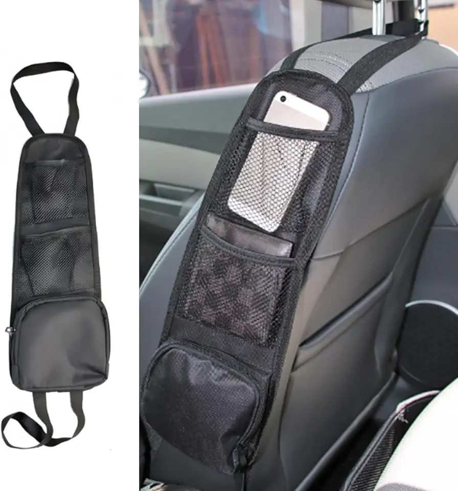 Organizador de assento de carro com vários bolsos, bolsa de armazenamento suspensa para carro, caminhão, SUV, suporte multifuncional de acessórios automotivos para telefones, brinquedos, lanches