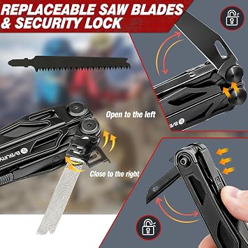 BIBURY 16 in 1 Multi Tool Foldable Pliers with Improved Scissors and Screwdriver with Nylon Bag Ideal for Outdoor Hiking DIY Repairs Gift for Dad Men